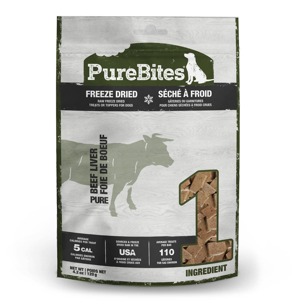 PureBites Foie de boeuf séché pour chien, arôme attrayant.