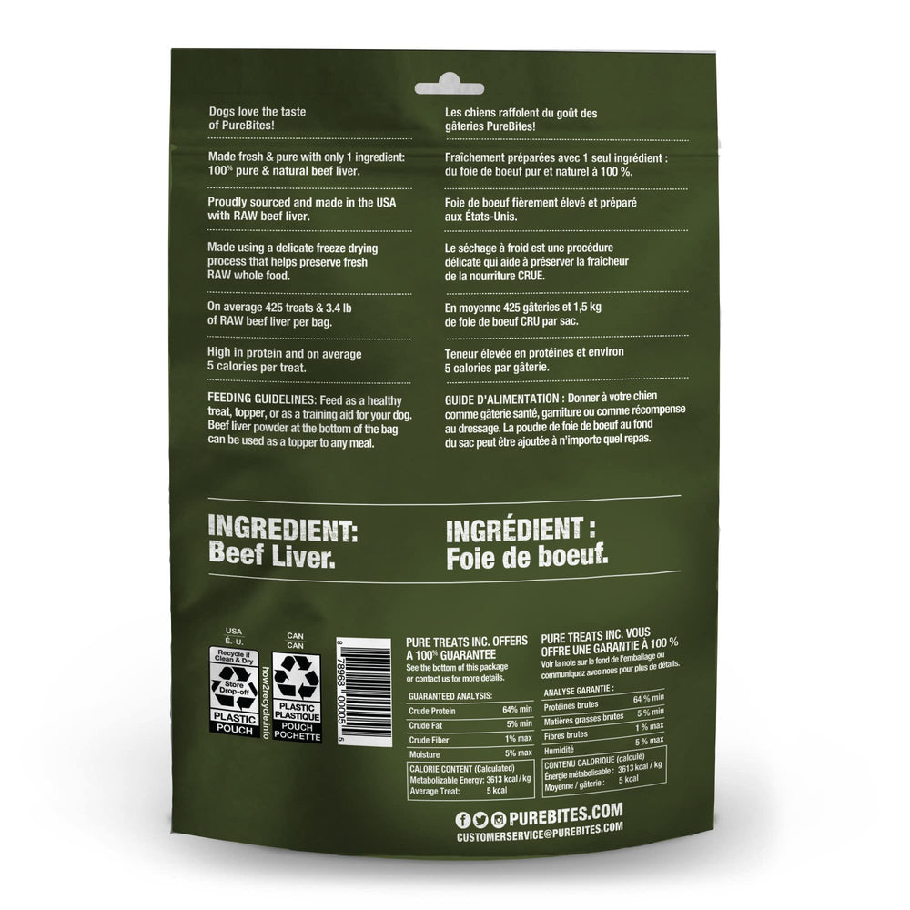 PureBites, ingrédient unique foie boeuf, alimentation simple
