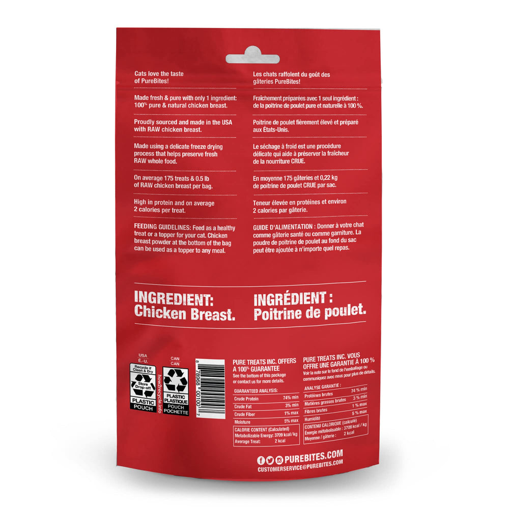 PureBites lyophilisation poulet, conserve la fraîcheur et les nutriments