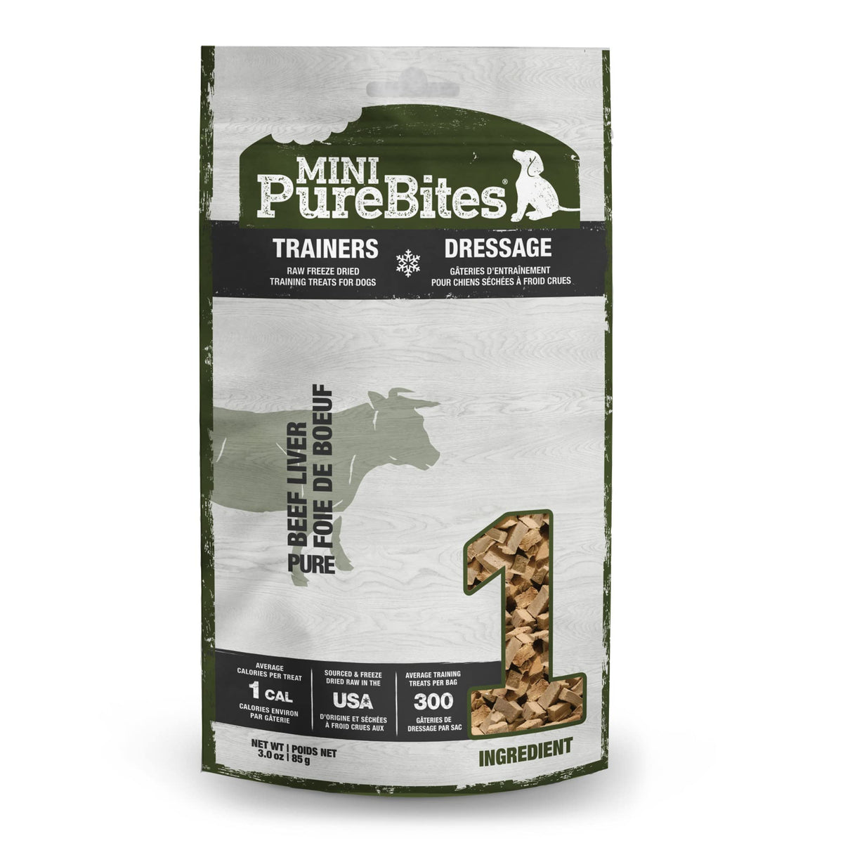 PureBites Mini foie de boeuf lyophilisé – friandise simple pour récompense.