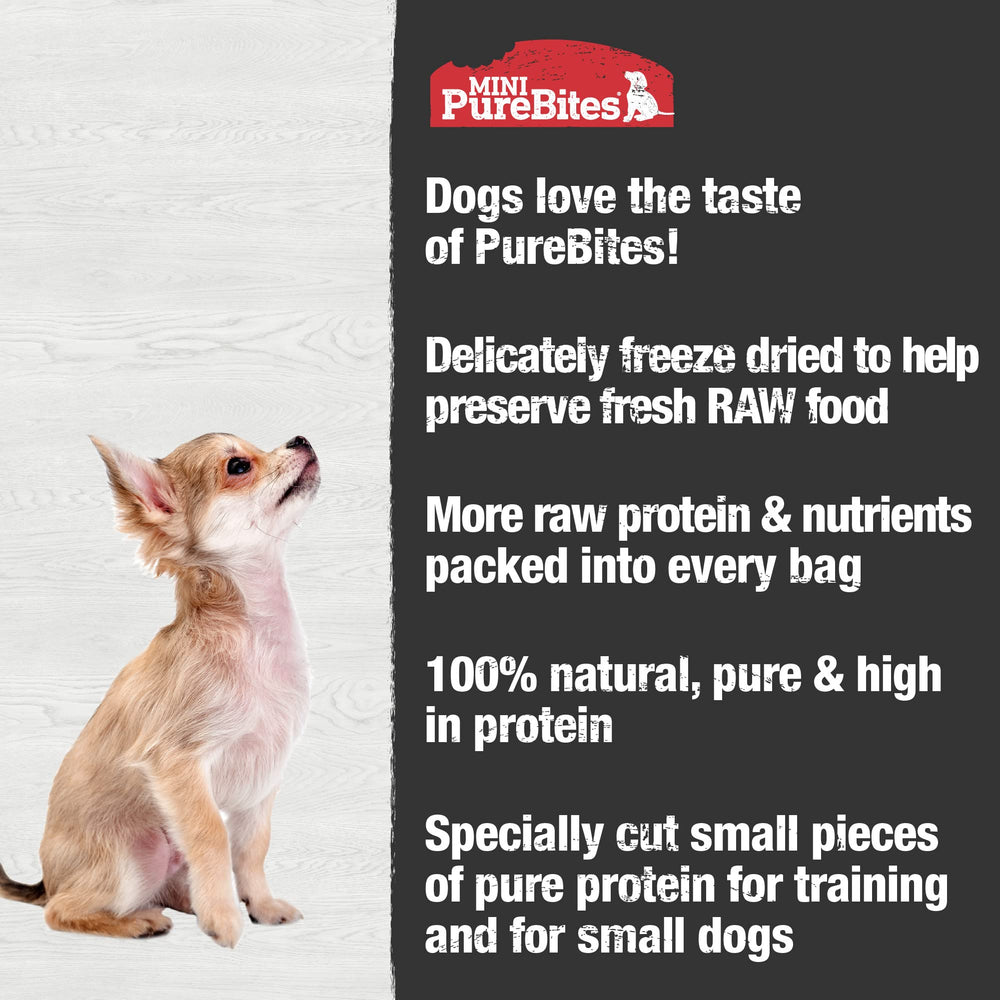 Utilisation PureBites Mini lors d'entraînement: récompense savoureuse pour chien.