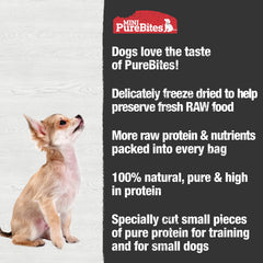 Utilisation PureBites Mini lors d'entraînement: récompense savoureuse pour chien.