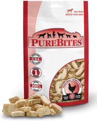 Friandise PureBites Poitrine de poulet lyophilisée, récompense protéinée pour chien.