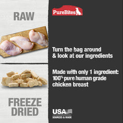 PureBites poulet lyophilisé, friandise riche en protéines pour récompenser.