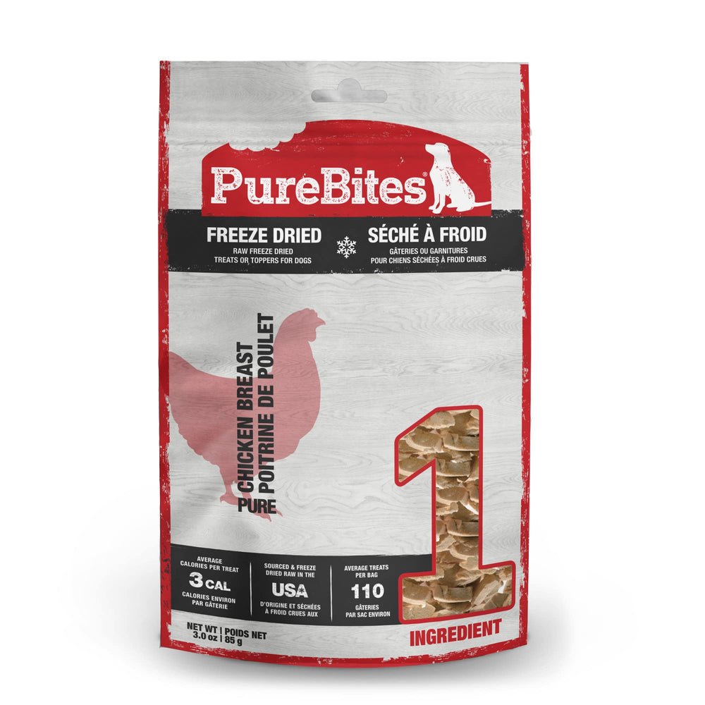 PureBites poulet lyophilisé emballage – récompense simple et savoureuse.