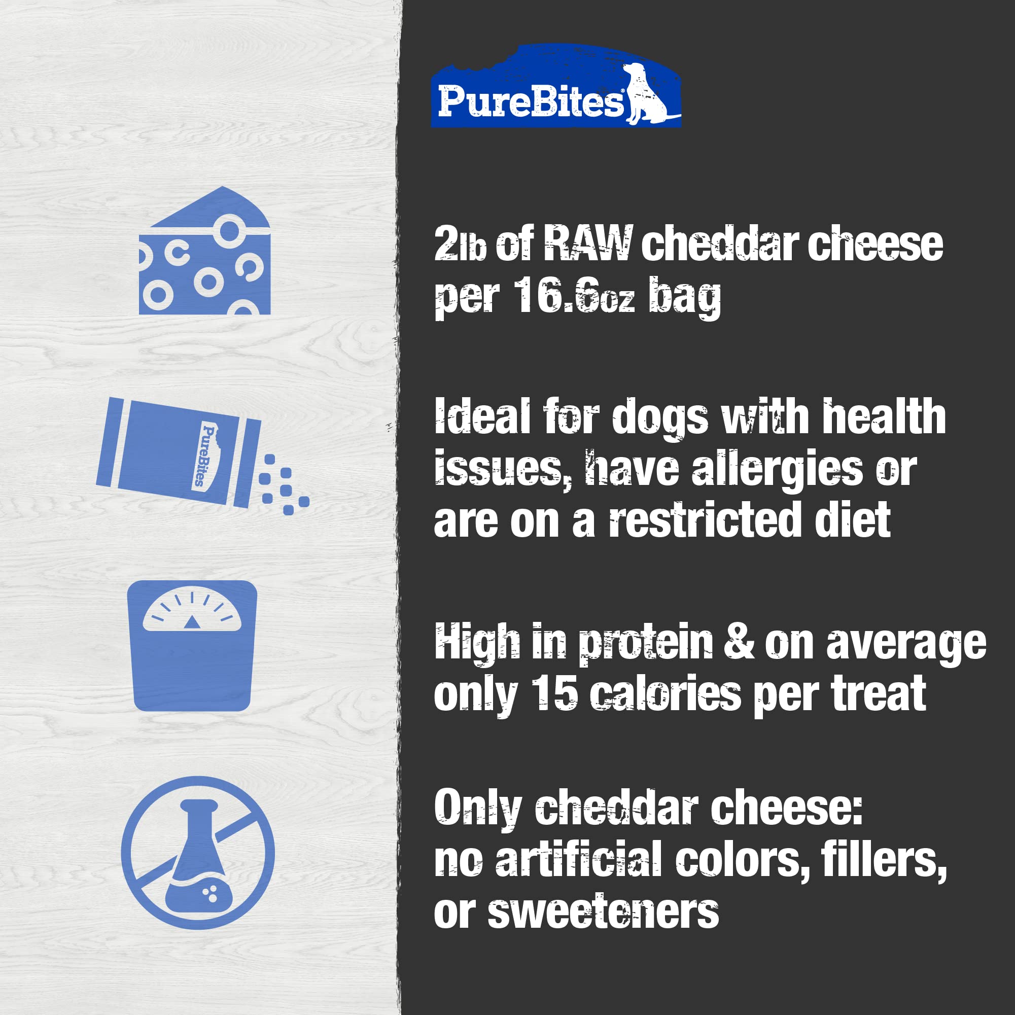 Riche en protéines PureBites cheddar seche pour chien