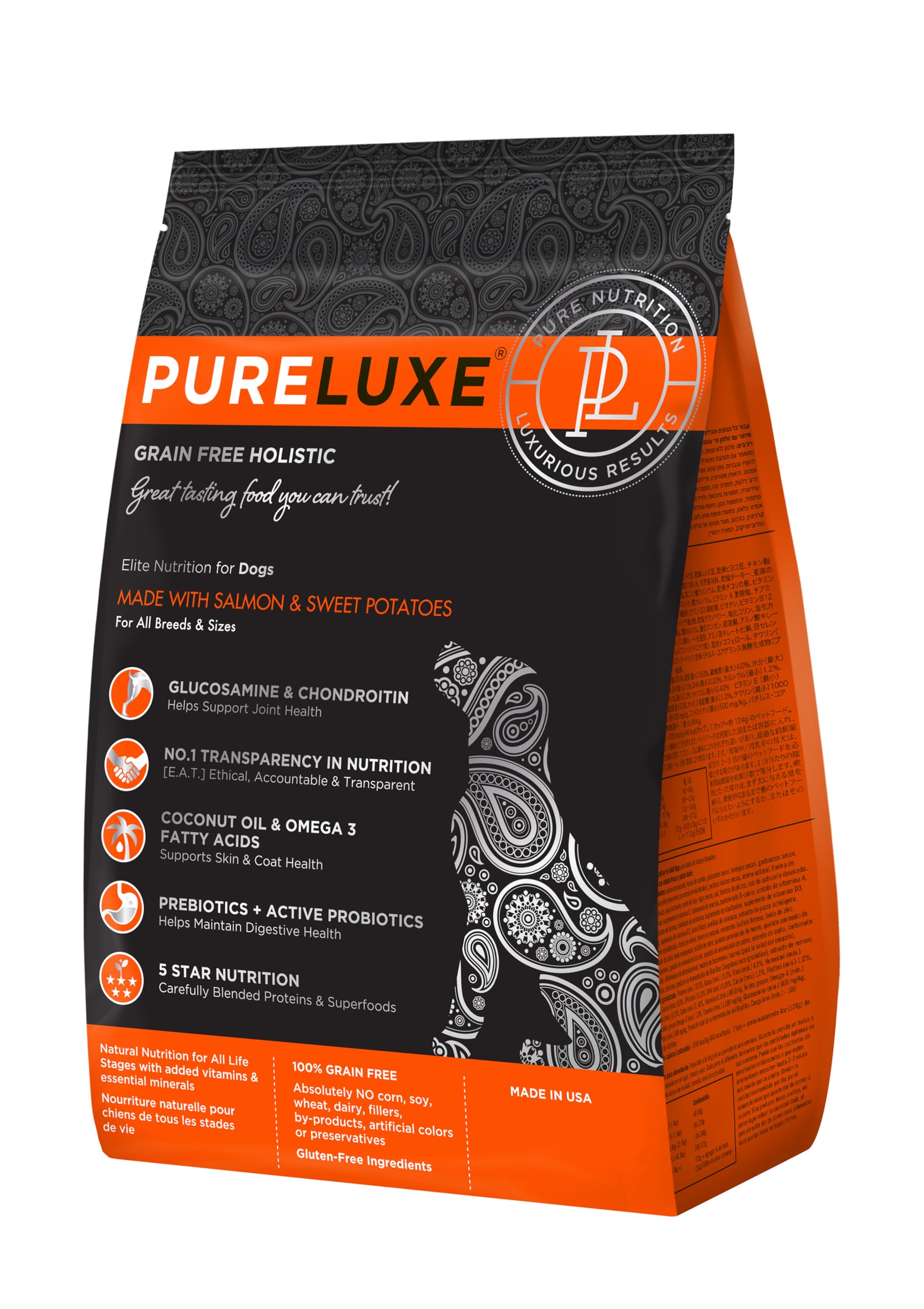PURELUXE alimentation chien saumon et pois cassés pour une nutrition complète sans céréales