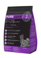 PureLuxe: croquettes pour petite race, dinde et saumon, énergie durable.