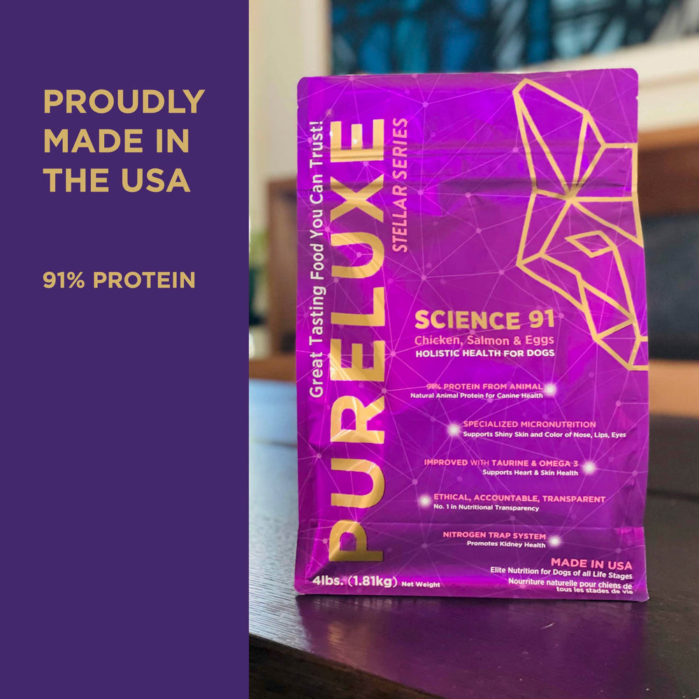 PURELUXE nutrition 91% protéines animales et micronutriments pour vitalité.