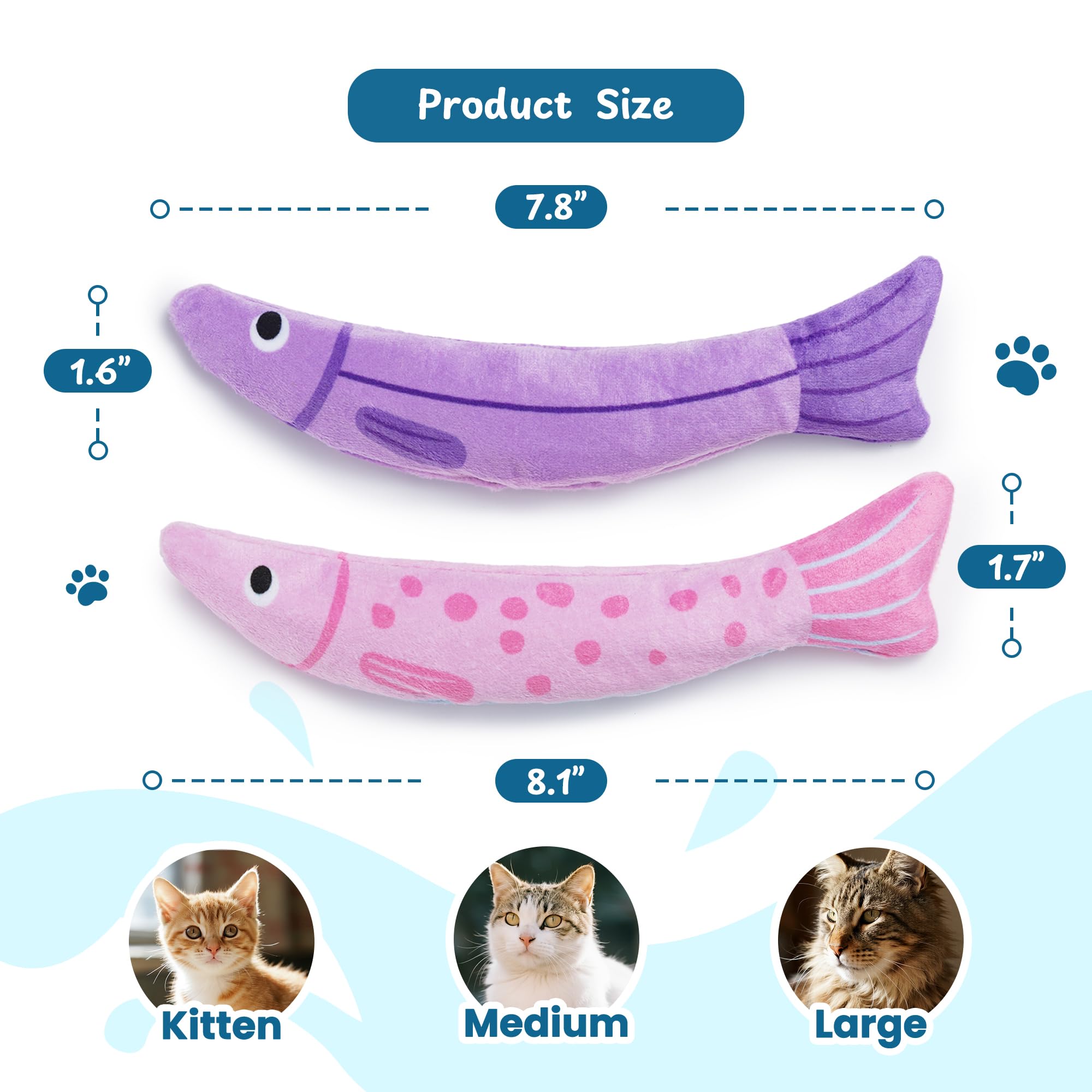 PURETOY Poisson surface douce sans coton, agréable à mâcher.