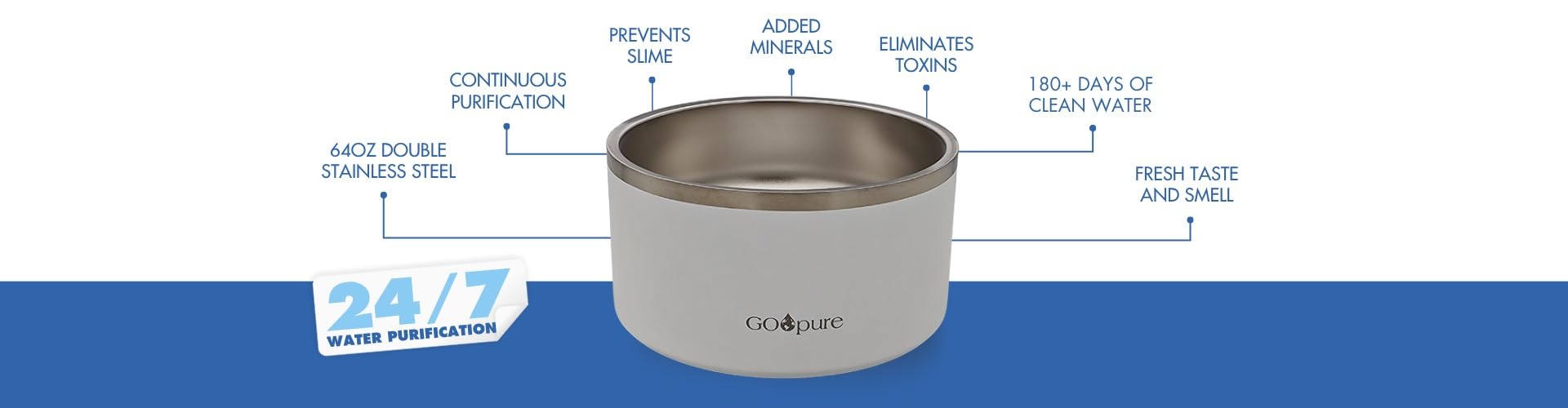 PURIBLOC GO PURE bol bleu marine, design élégant pour chaque maison animale.