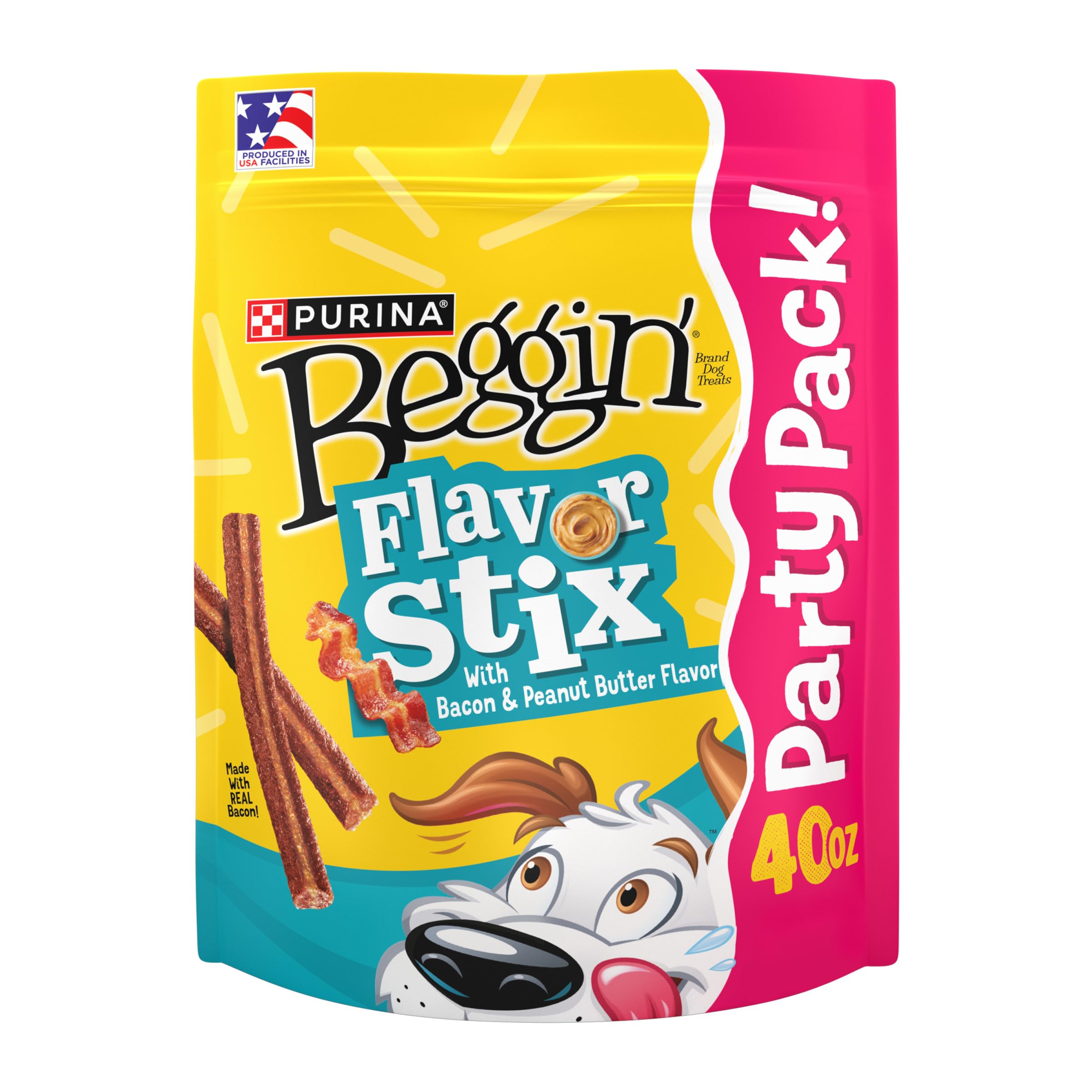 Purina Beggin' Flavor Stix emballage 40oz pratique pour le rangement et la récompense