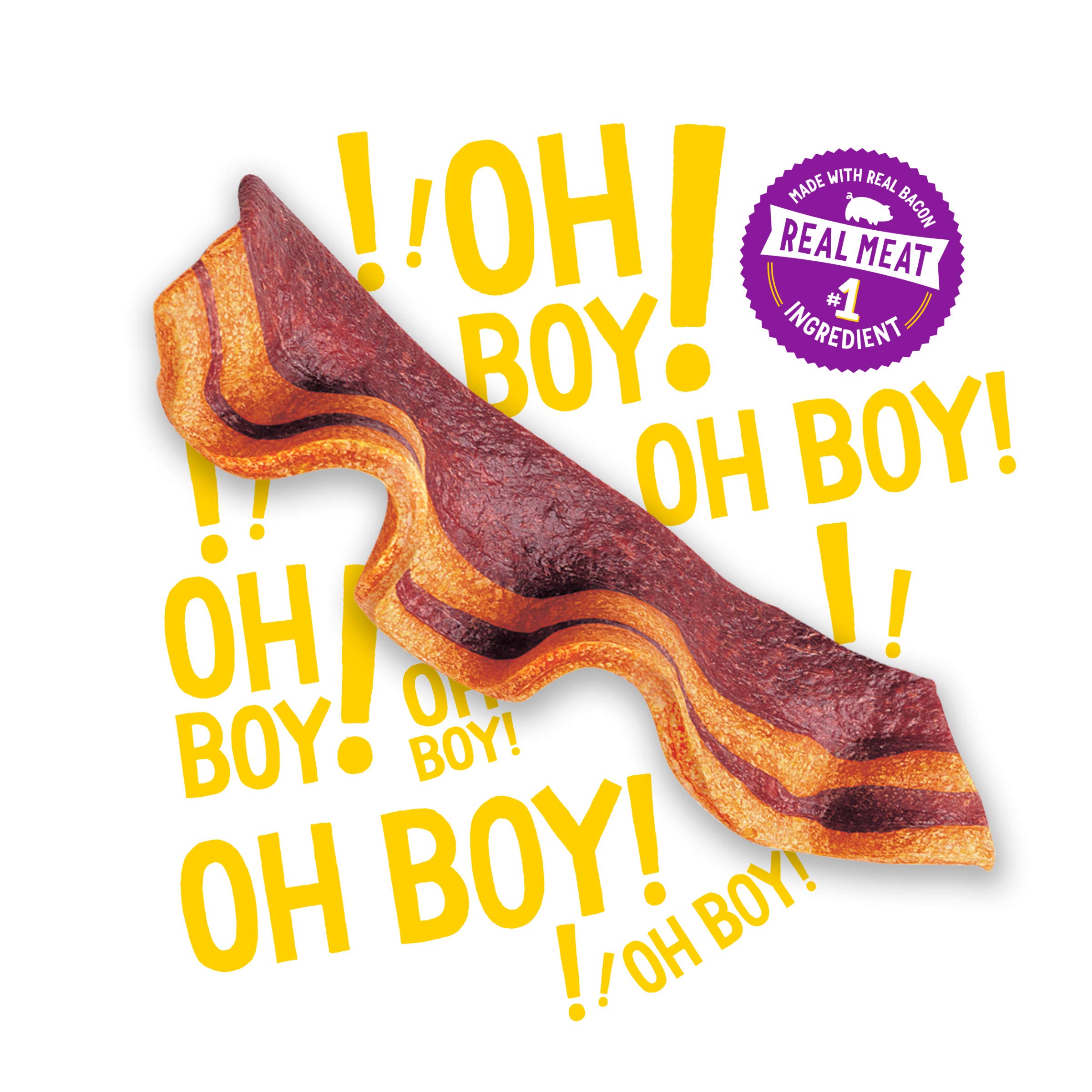 Purina Beggin' Strips; close-up des ingrédients bacon, pour une récompense goûteuse et naturelle.