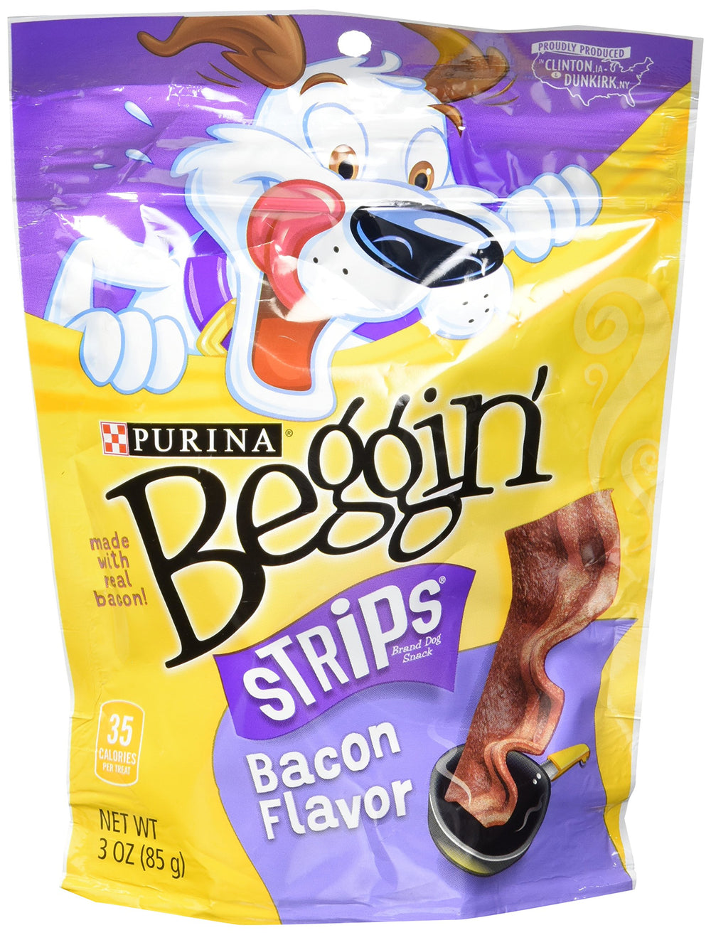 Purina Beggin' Strips arôme irrésistible pour récompense savoureuse.