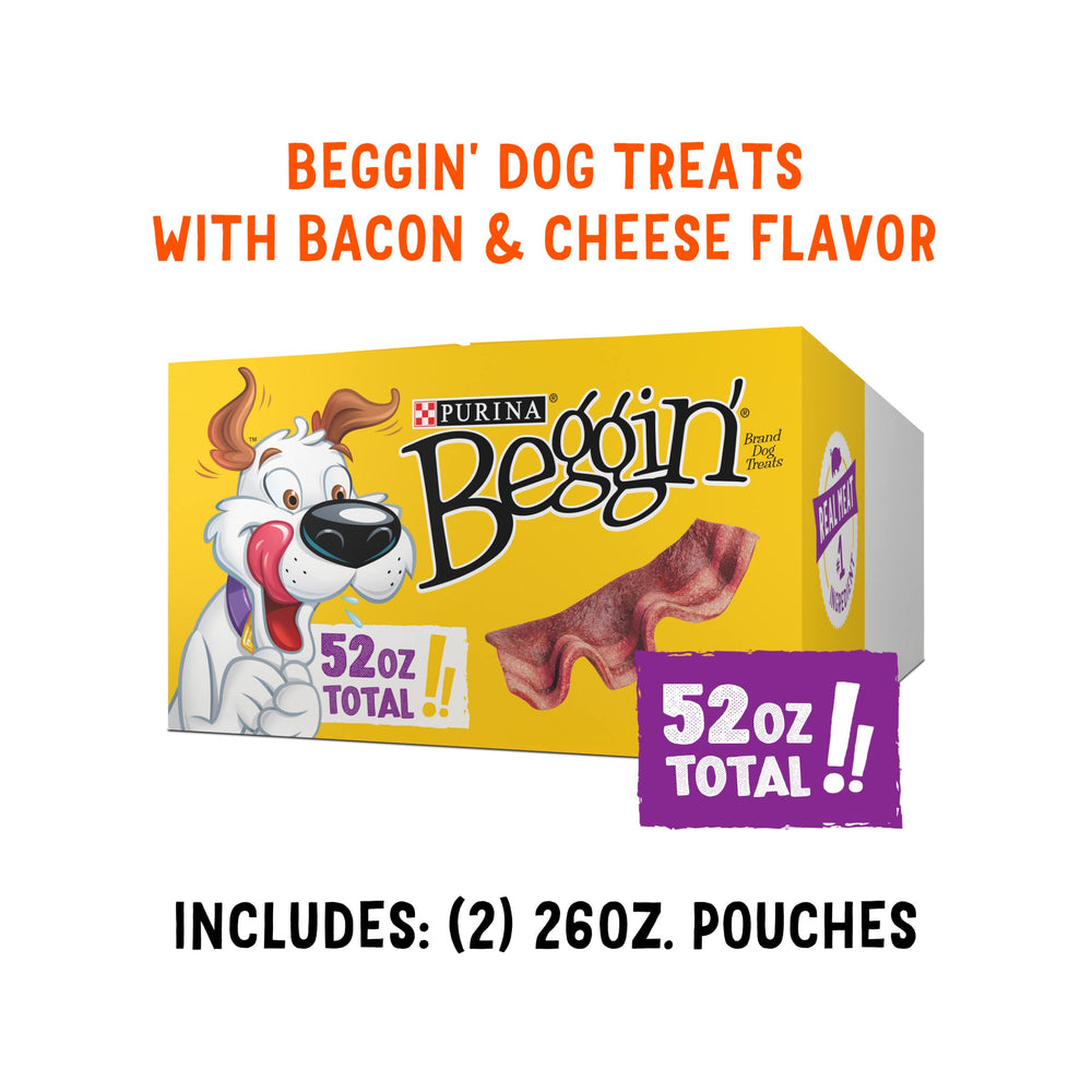 Purina Beggin' Strips; emballage 26 oz, pratique pour les sorties et le quotidien.
