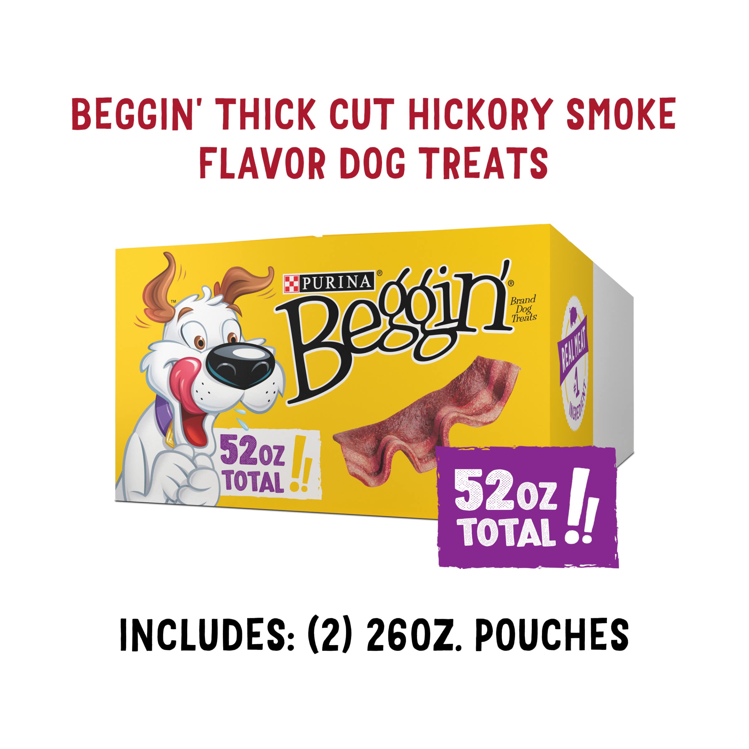 Purina Beggin' Strips, taille en portions digestes pour collations rapides.