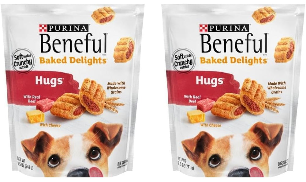 Purina Beneful Baked Delights Hugs: morceaux croquants avec cœur moelleux, récompense idéale.