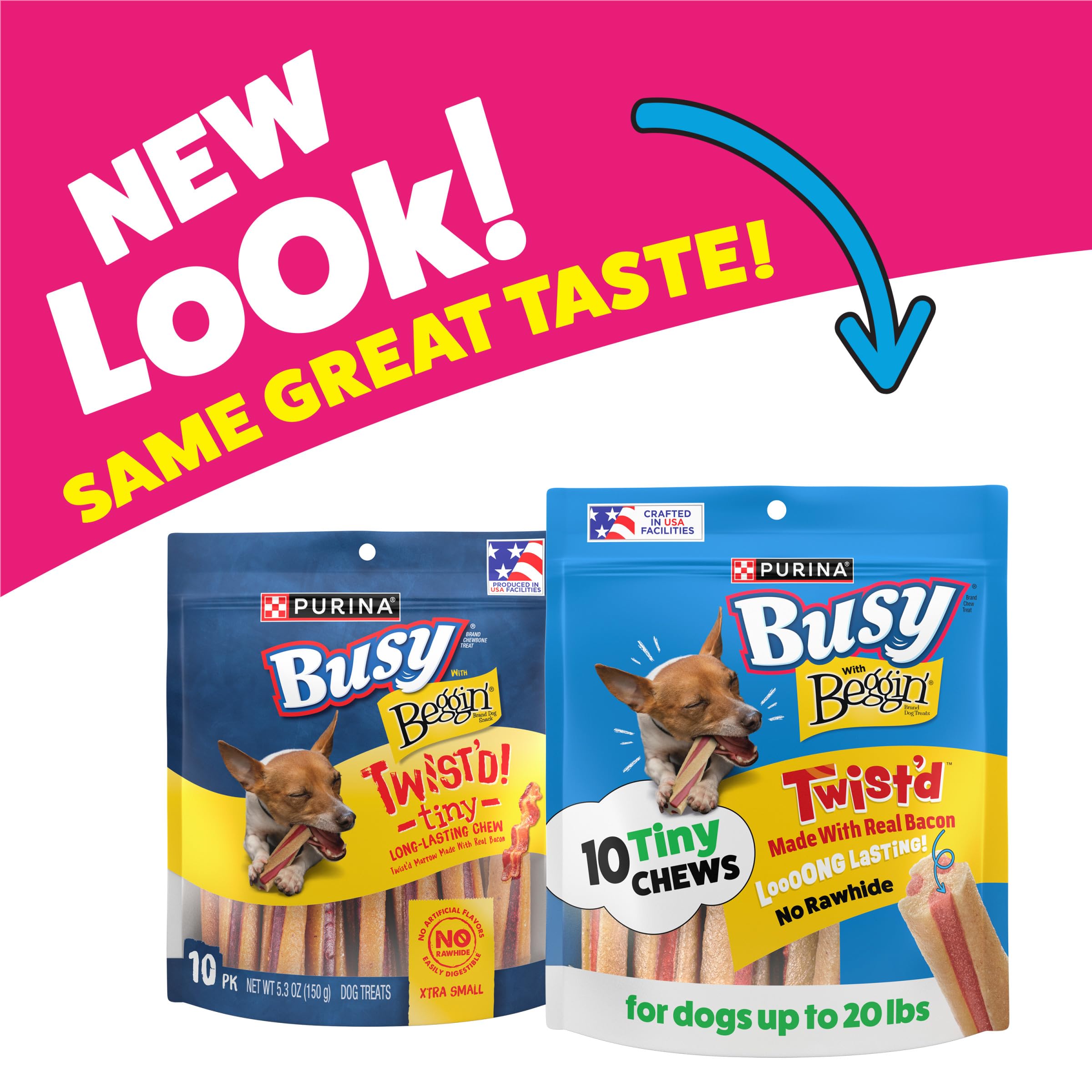 Purina Busy Beggin Twist’d mini os bacon – gros plan sur la texture.