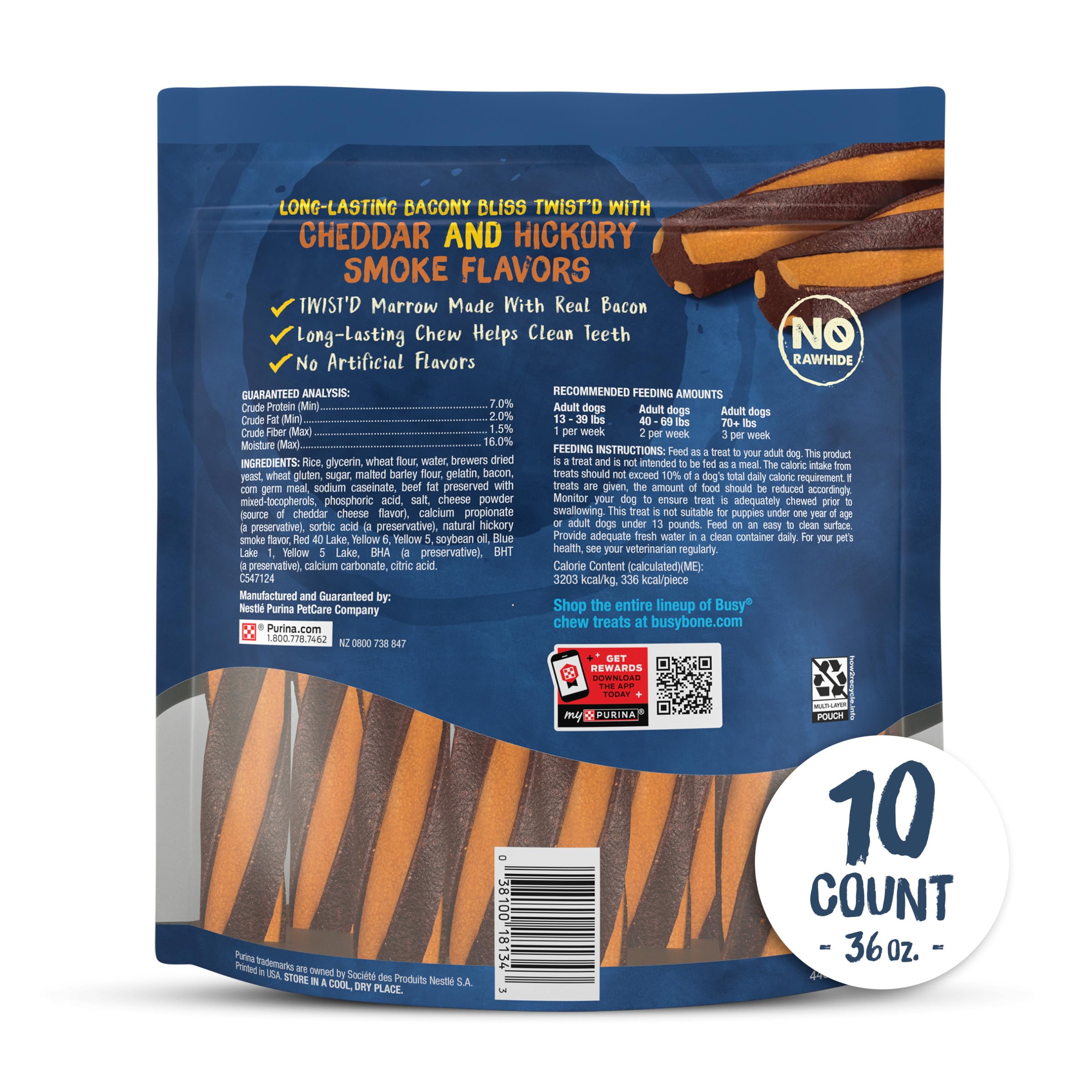 Morceau bacon Purina Busy Beggin’ Twist’d, goût véritable.