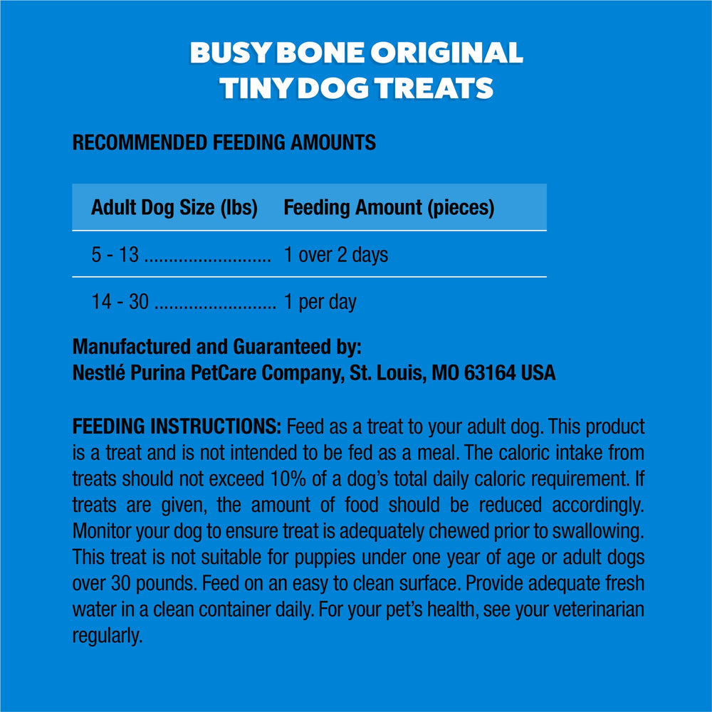 Purina Busy Bone Tiny aide dentition: peut soutenir une mastication régulière.
