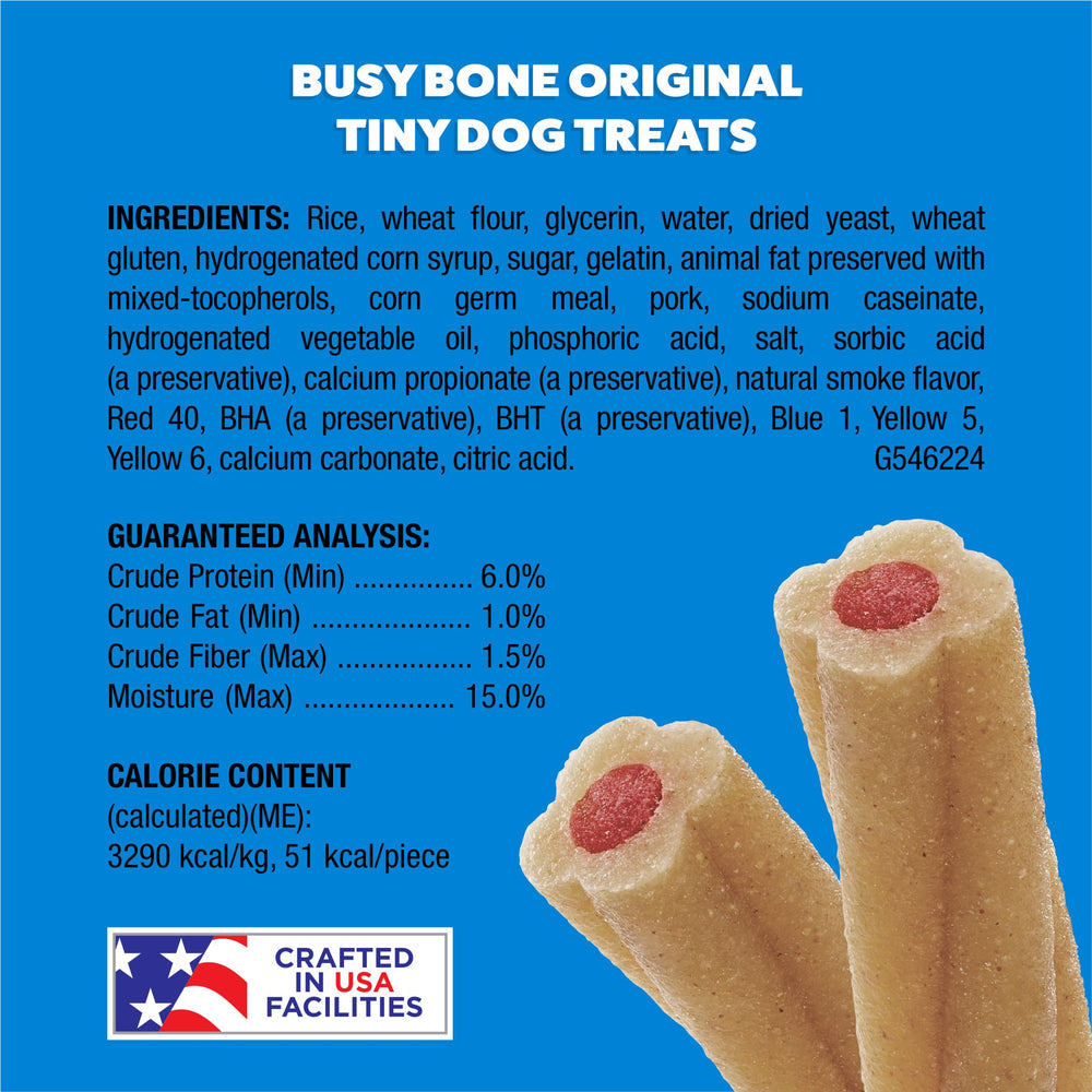 Purina Busy Bone Tiny sans arômes artificiels: goût naturel et doux.