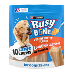 Purina Busy Bone montre l’os chien dur et moelle, divertissement durable pour chien.