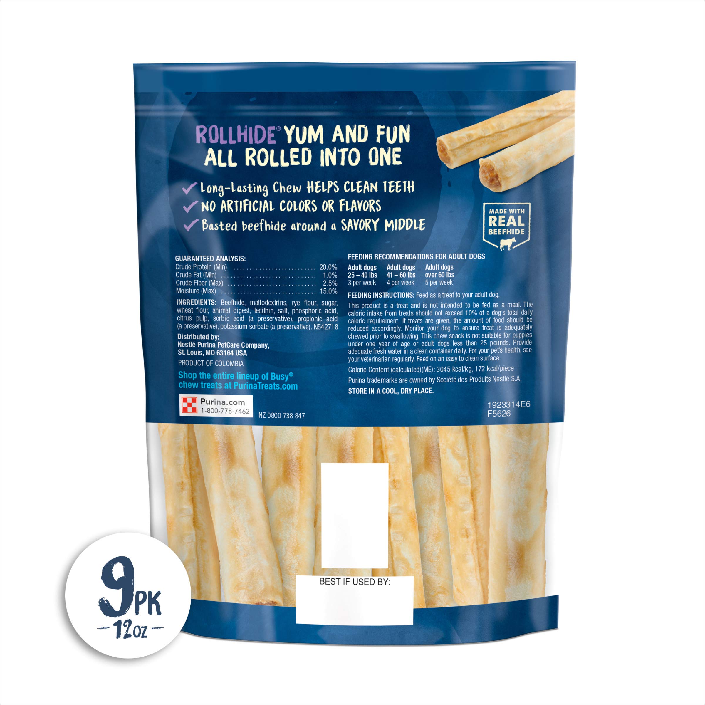 Purina Busy Rollhide: aide potentielle à nettoyer les dents par la mastication.