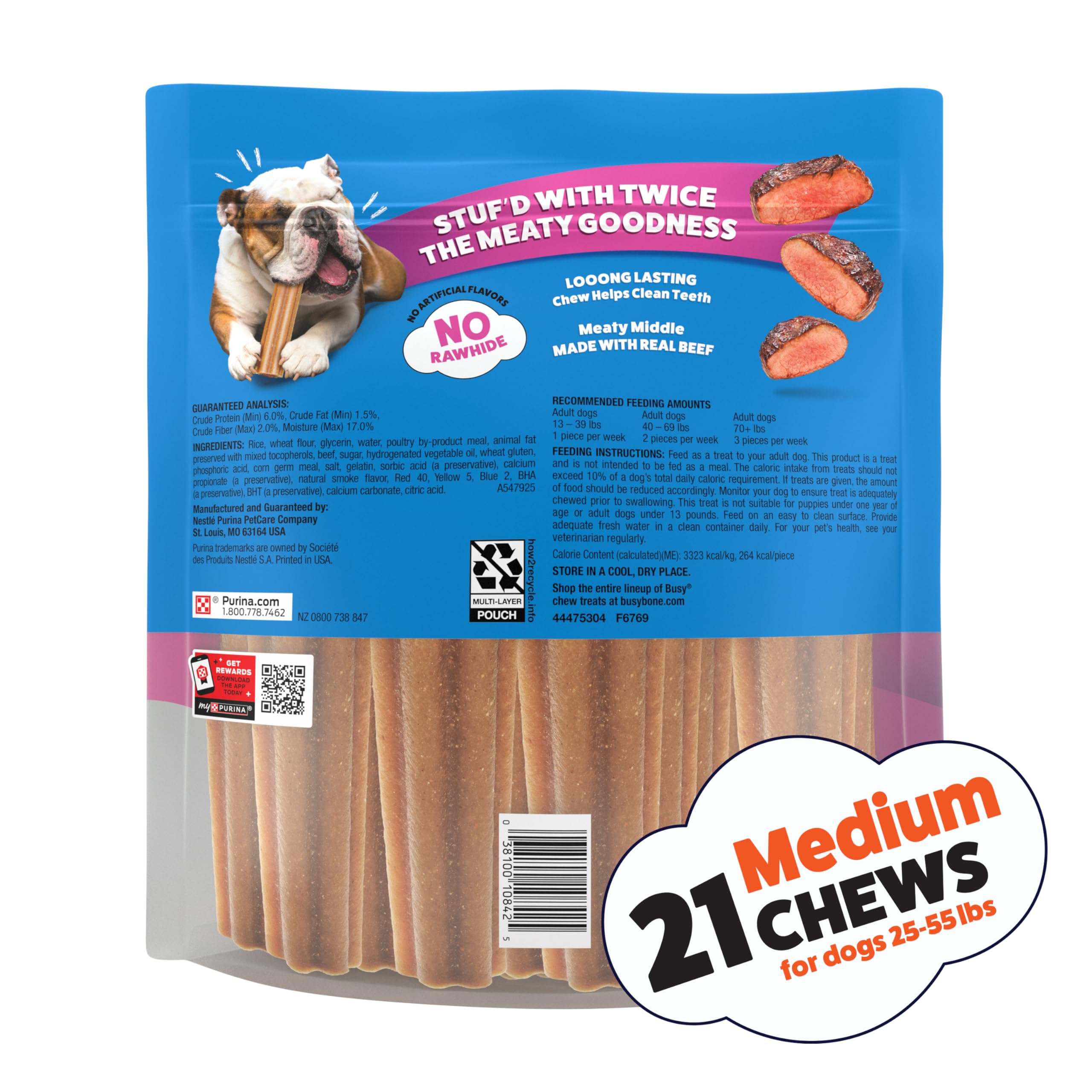Purina Busy Stuf’d, pochette pratique de 21 friandises pour chien moyen.