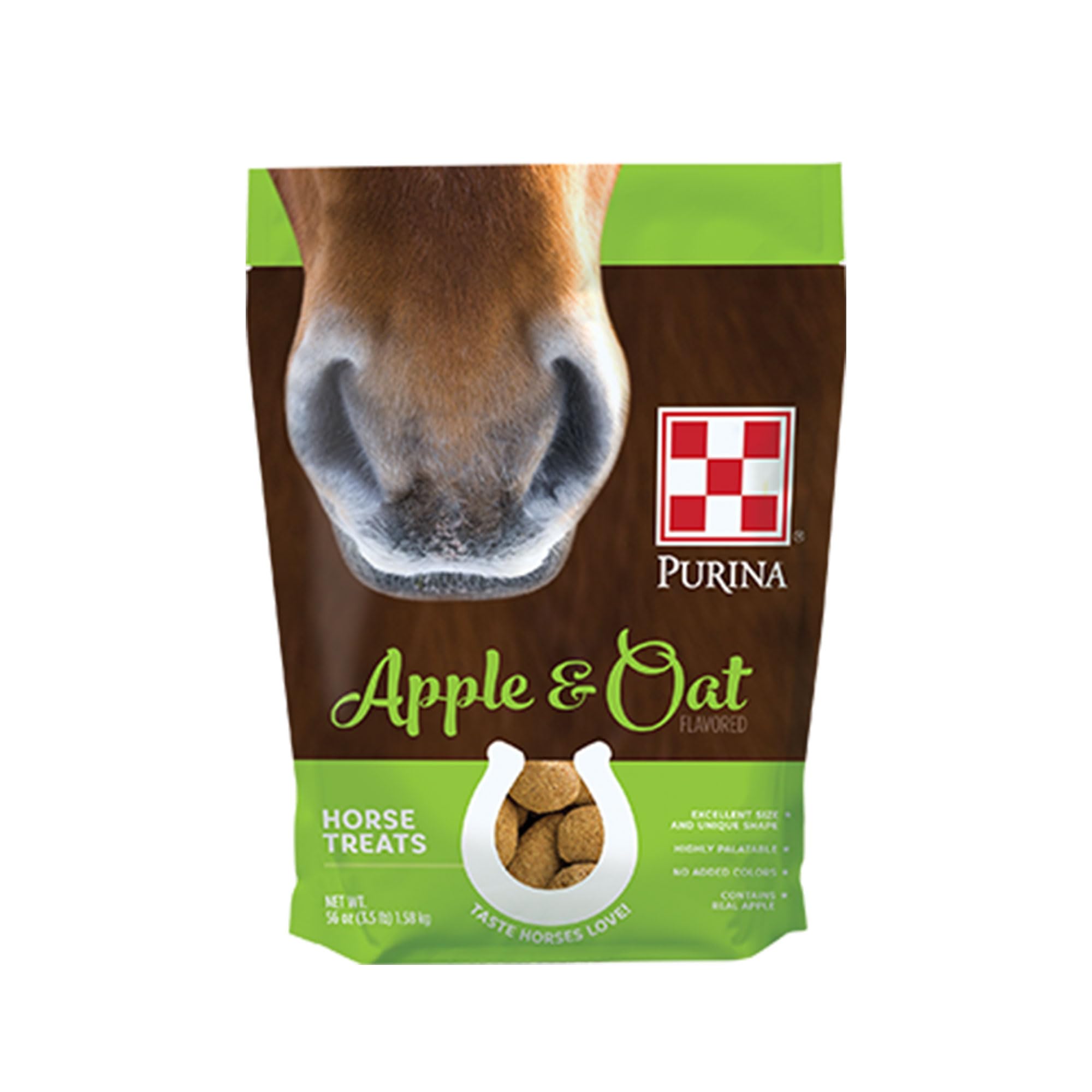 Purina friandises pour chevaux pomme et avoine, bouchées compactes faciles à distribuer après l'entraînement.