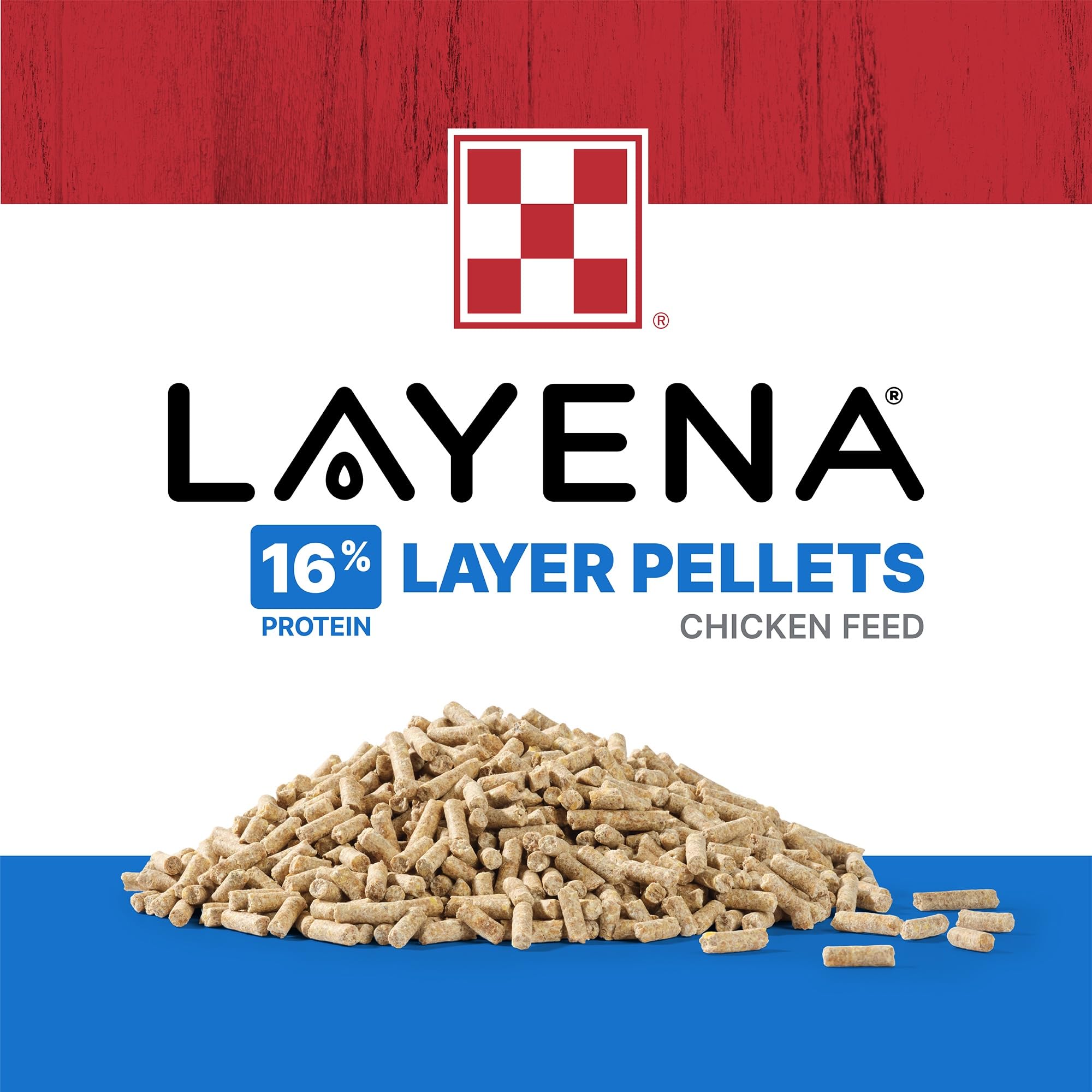 Purina Layena Pellets seau d'alimentation pratique pour le poulailler.