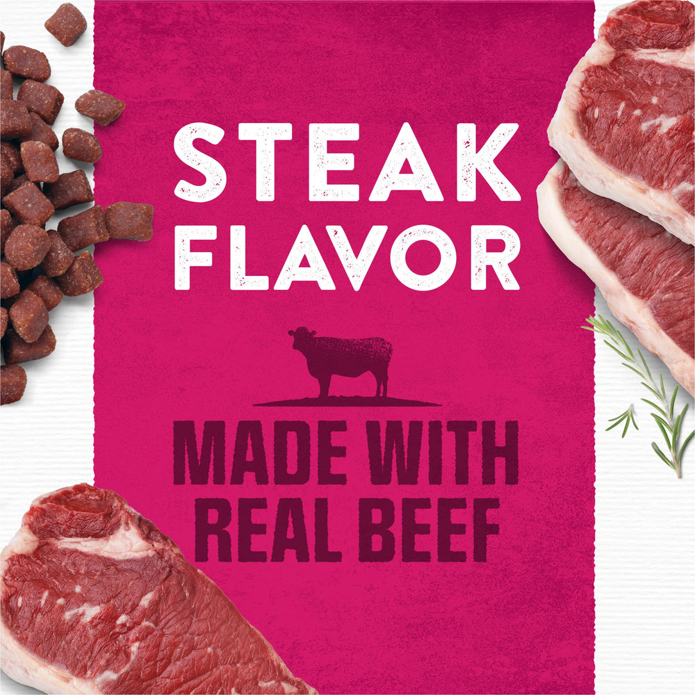 Purina Moist & Meaty sachet steak ouvert: portion prête à servir