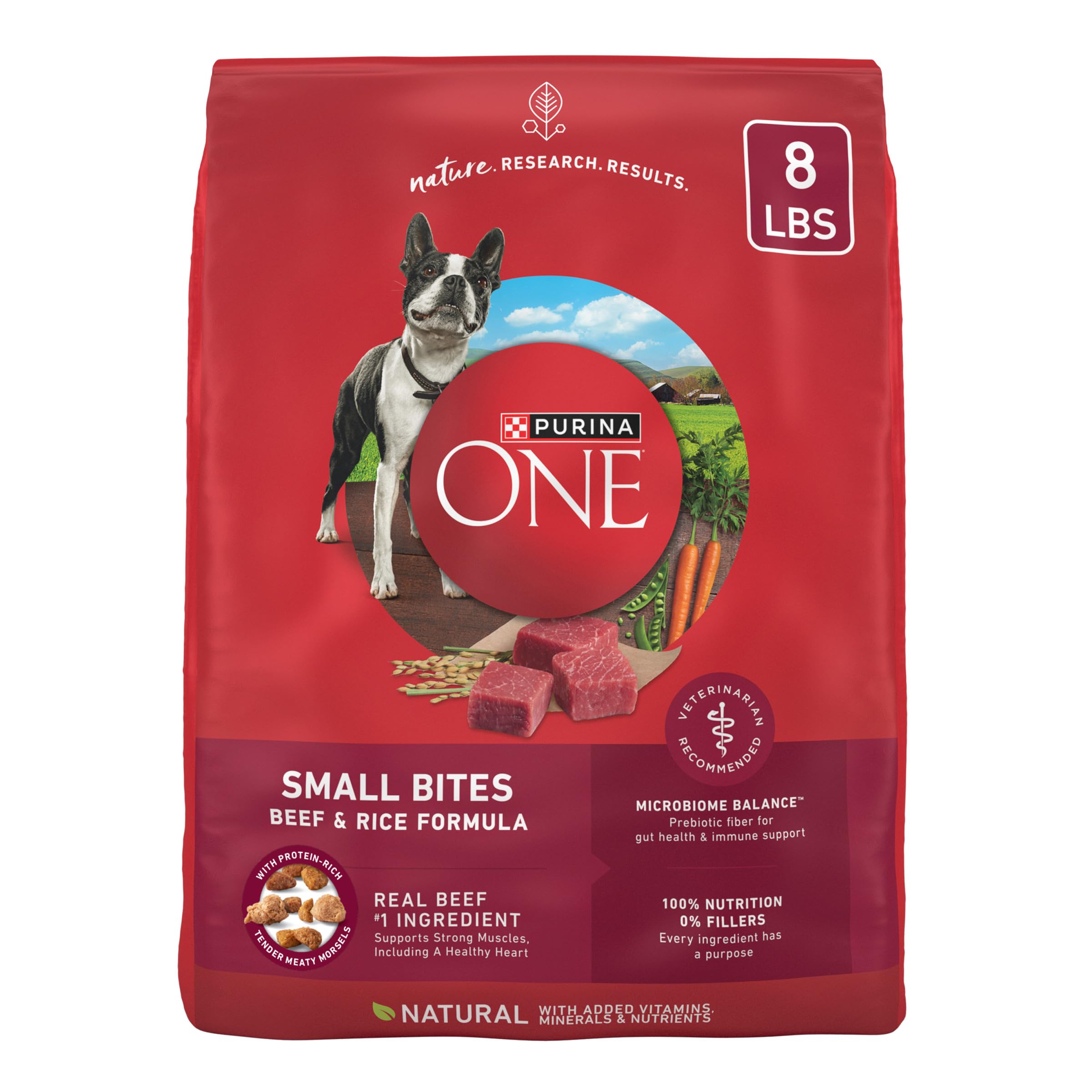 Purina One boeuf et riz – petits morceaux pour muscles forts et énergie soutenue.