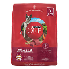 Purina One boeuf et riz – petits morceaux pour muscles forts et énergie soutenue.