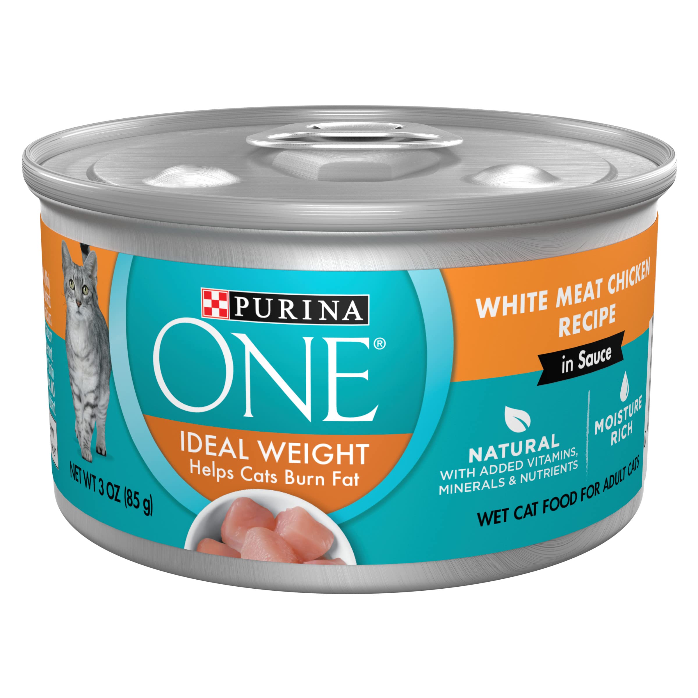 Purina ONE chat, poulet blanc en sauce, bouchée savoureuse et hydratante.
