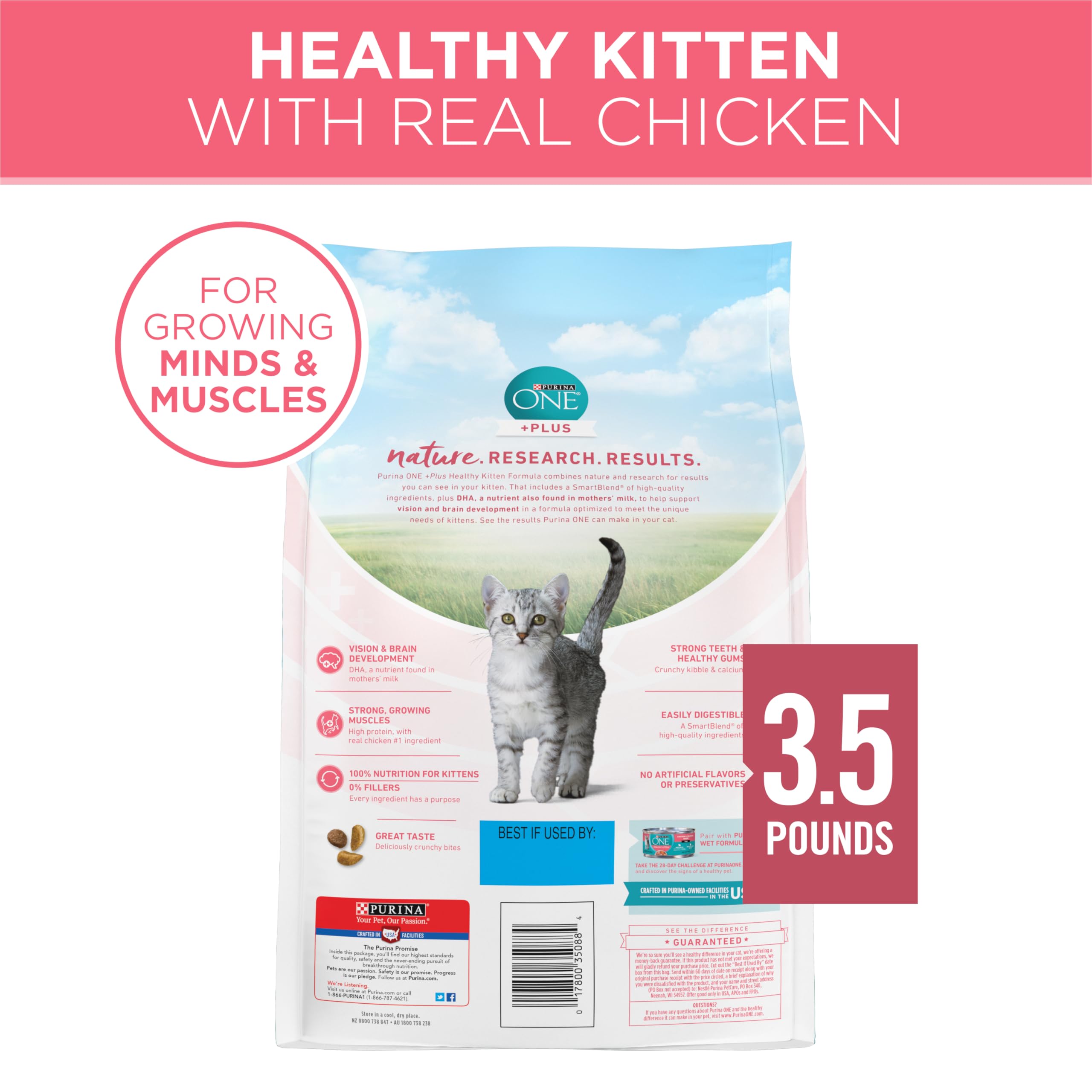 Purina ONE marque recommandeee par les veterinaries pour chatons.