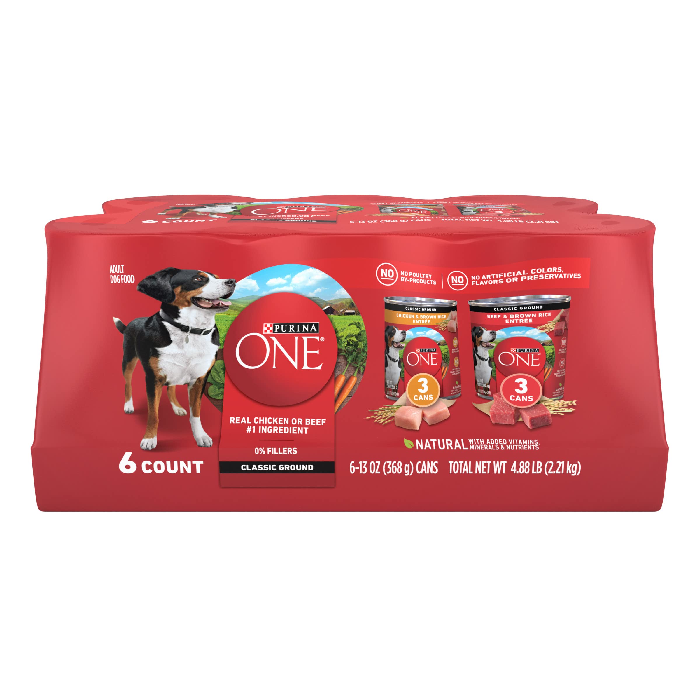Purina One Classic Poulet et Riz, boîte humide pour chien adulte, saveur appétissante.