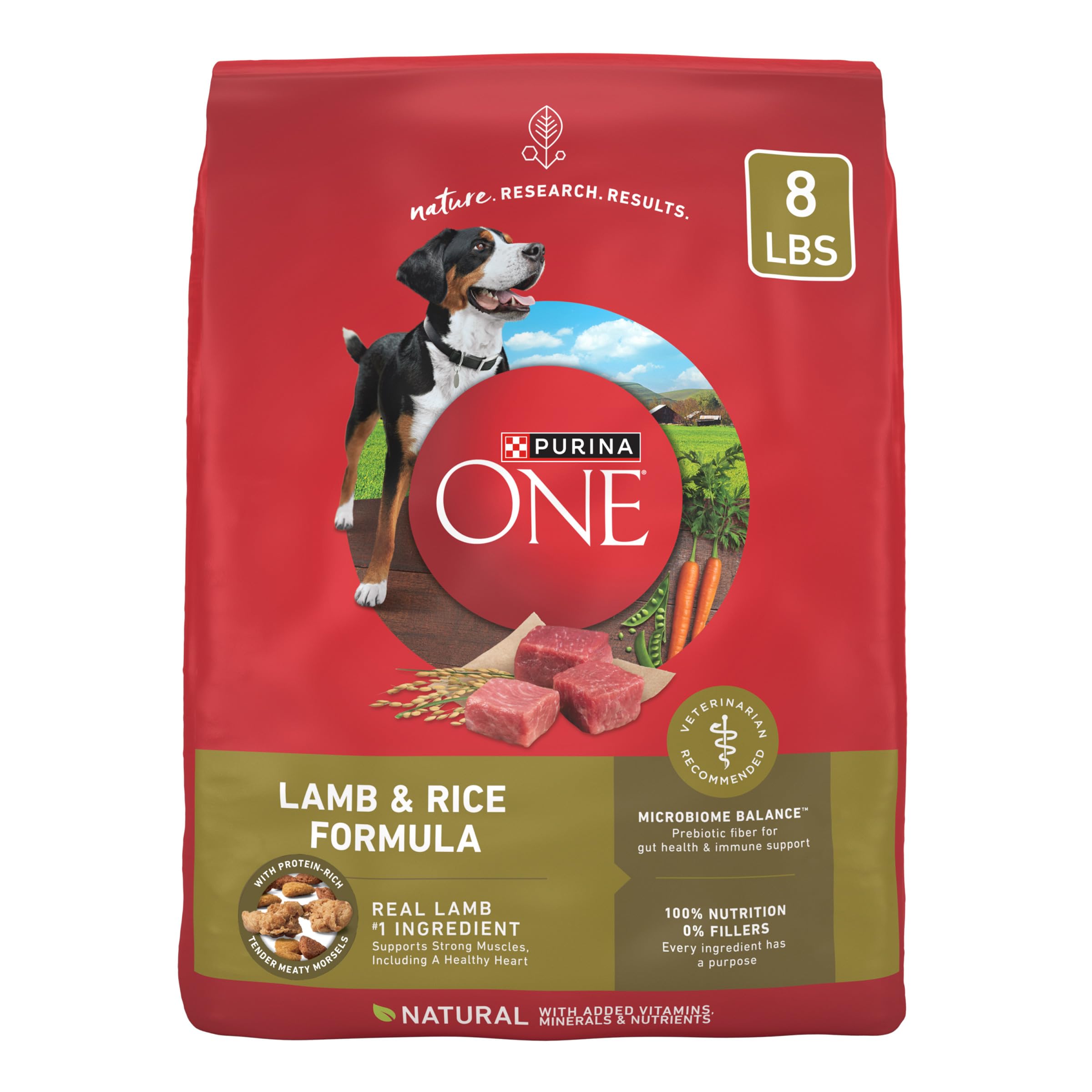 Purina One croquettes agneau et riz, soutiennent les muscles forts.