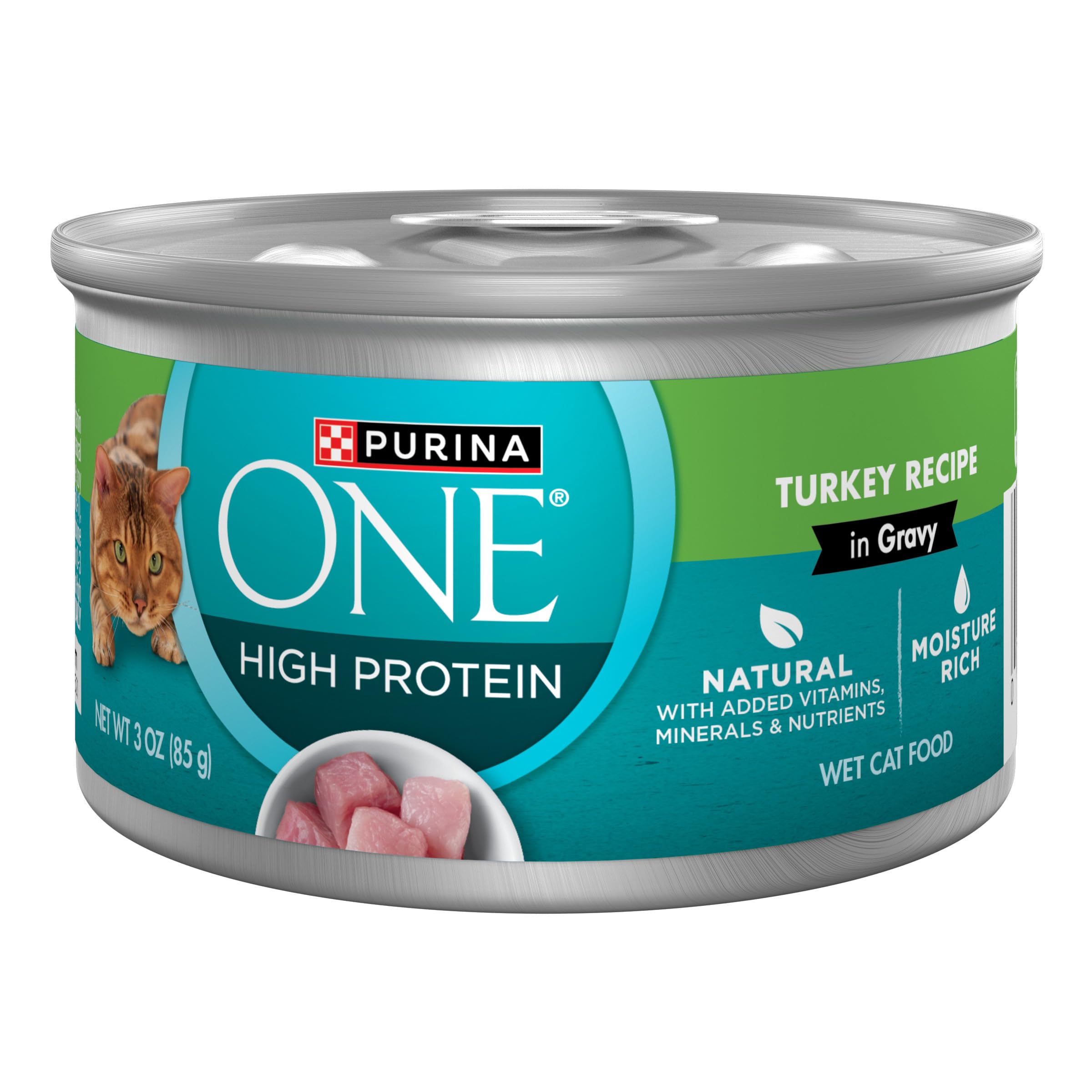 Purina ONE Dinde Recette Gravy – boîte pulltop 3oz, pratique pour les repas quotidiens.