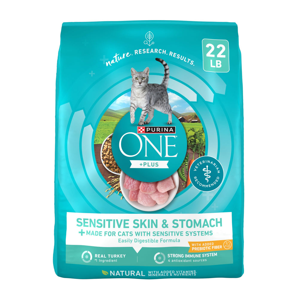 Purina ONE Estomac sensible – Dinde: premier ingrédient protéinique pour soutenir les muscles.