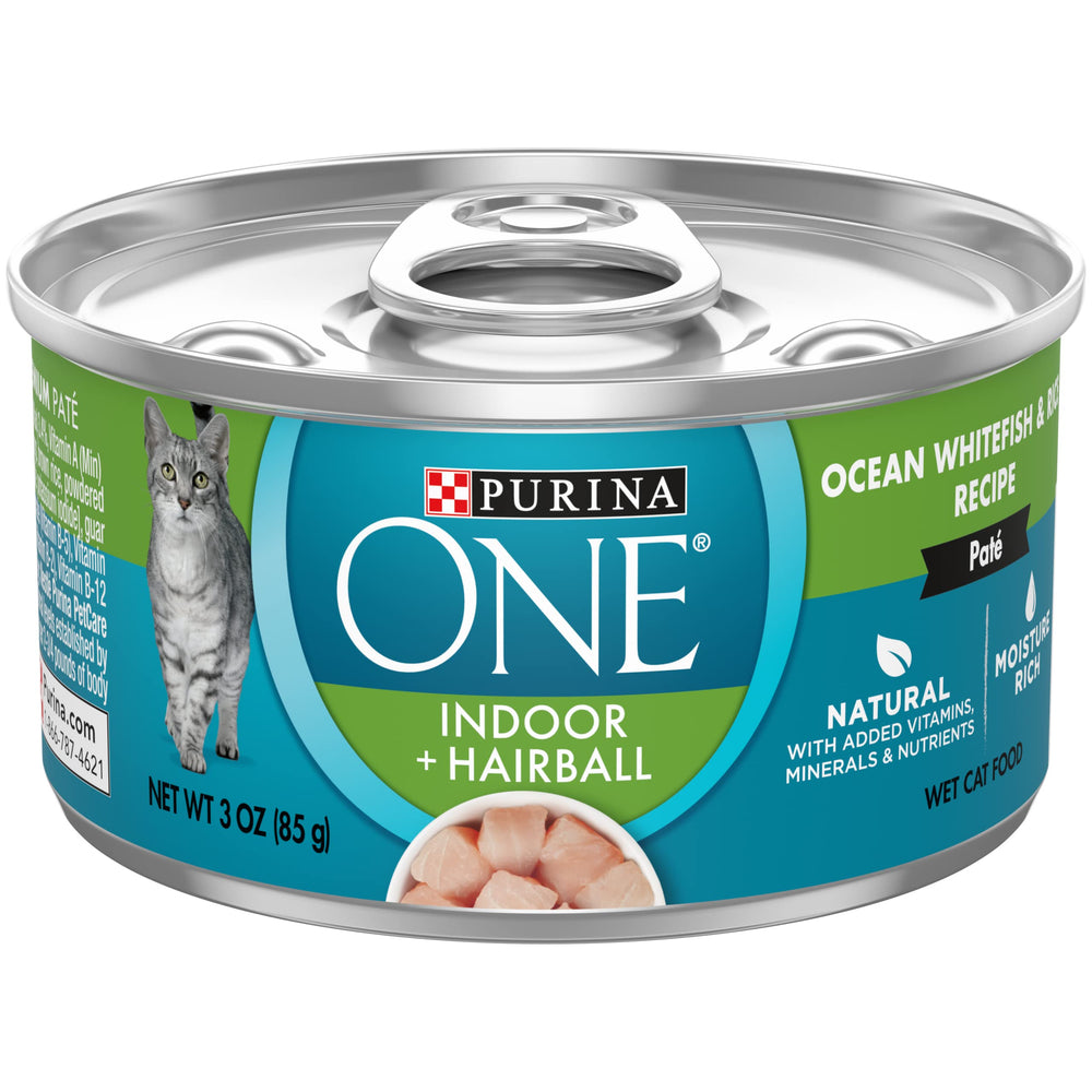 Purina ONE Indoor Advantage poisson blanc et riz, pâté soutenant les muscles.