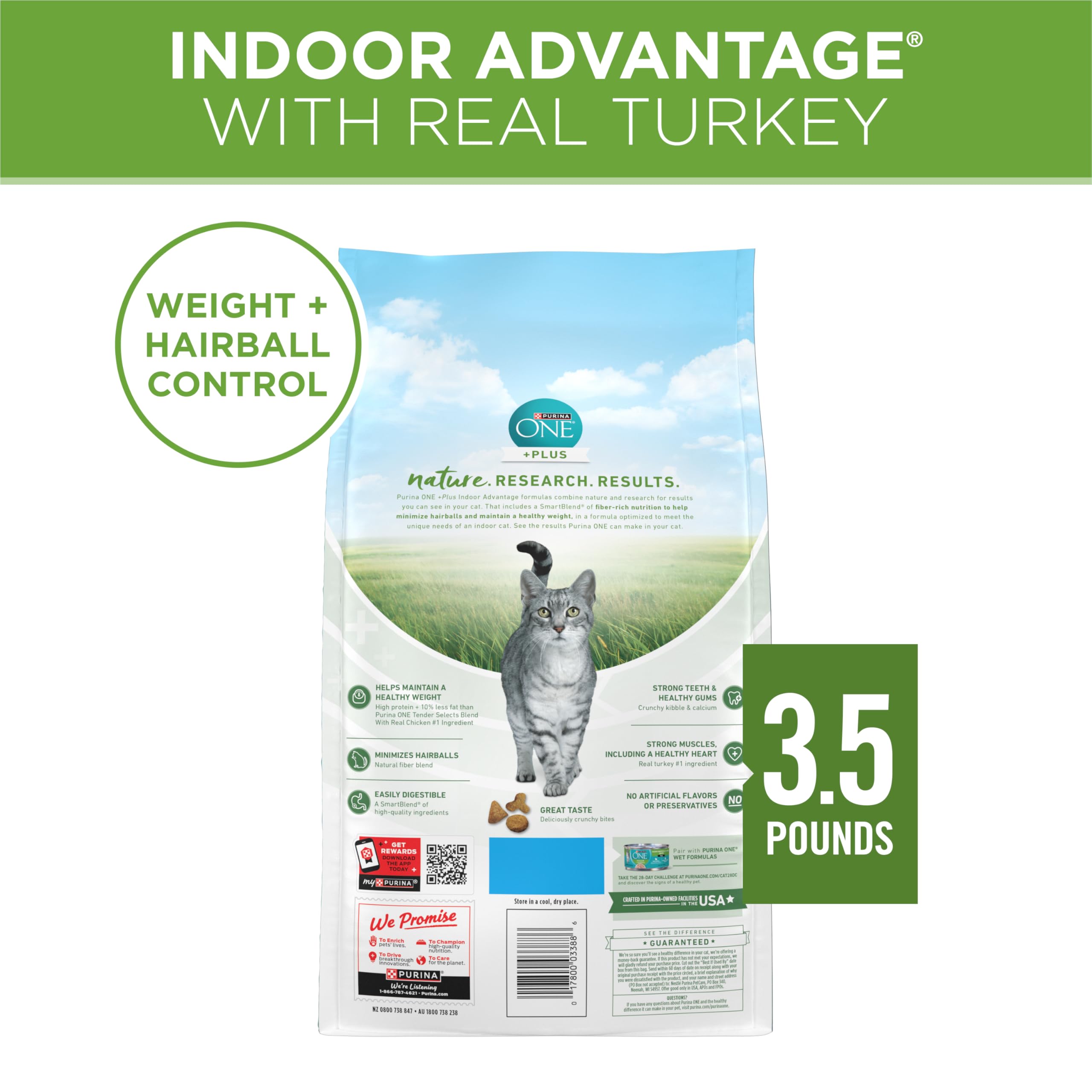 Purina One Avantage Interieur proteine-dinde, premier ingredient proteique.