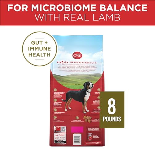 Purina One croquettes agneau et riz, fabriqué aux États-Unis.