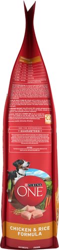Morceaux croquants Purina ONE poulet et riz, énergie durable pour l’activité quotidienne.