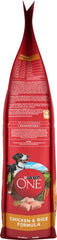 Morceaux croquants Purina ONE poulet et riz, énergie durable pour l’activité quotidienne.