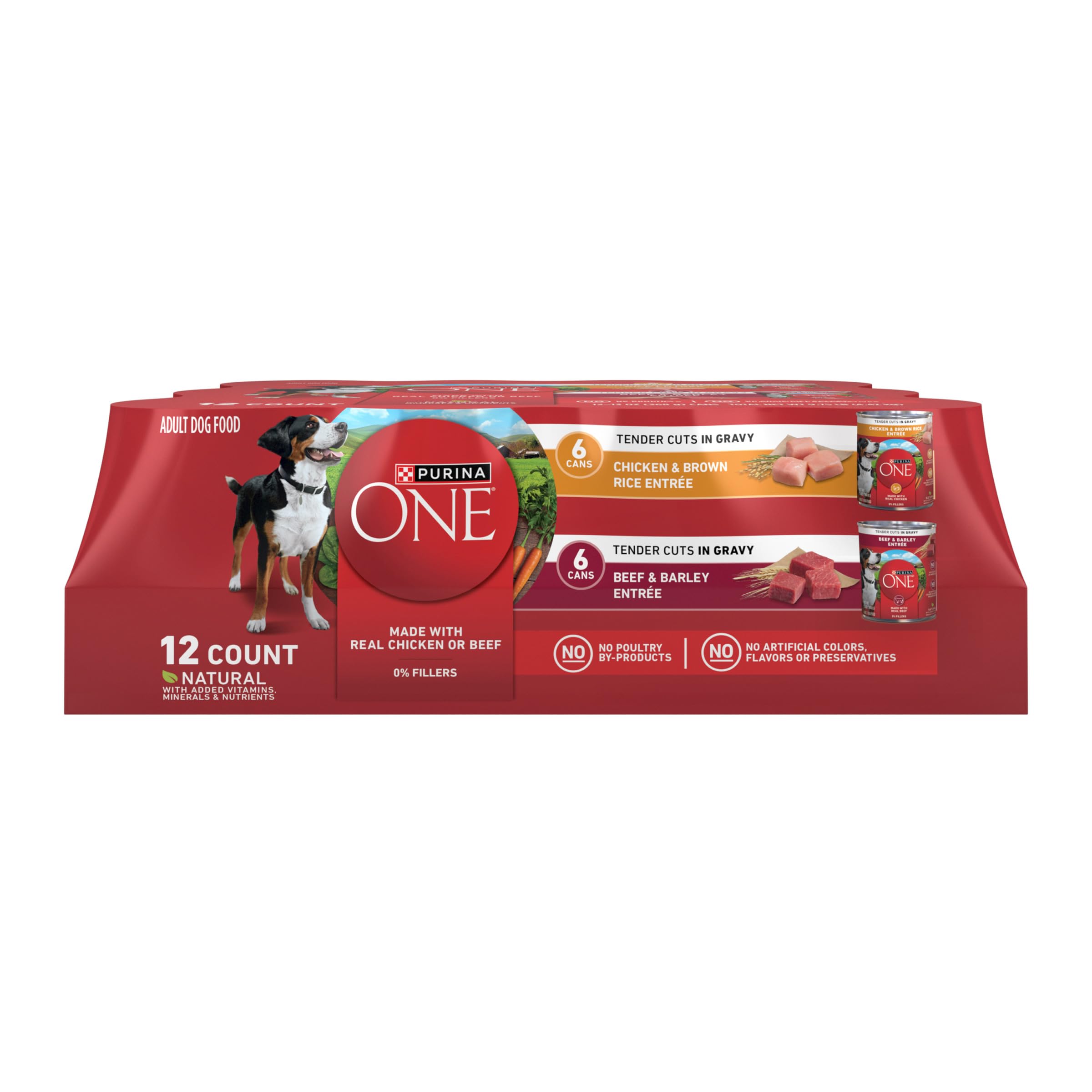 Purina ONE Morceaux tendres poulet et riz brun, bouchées riches en protéines pour chiens adultes