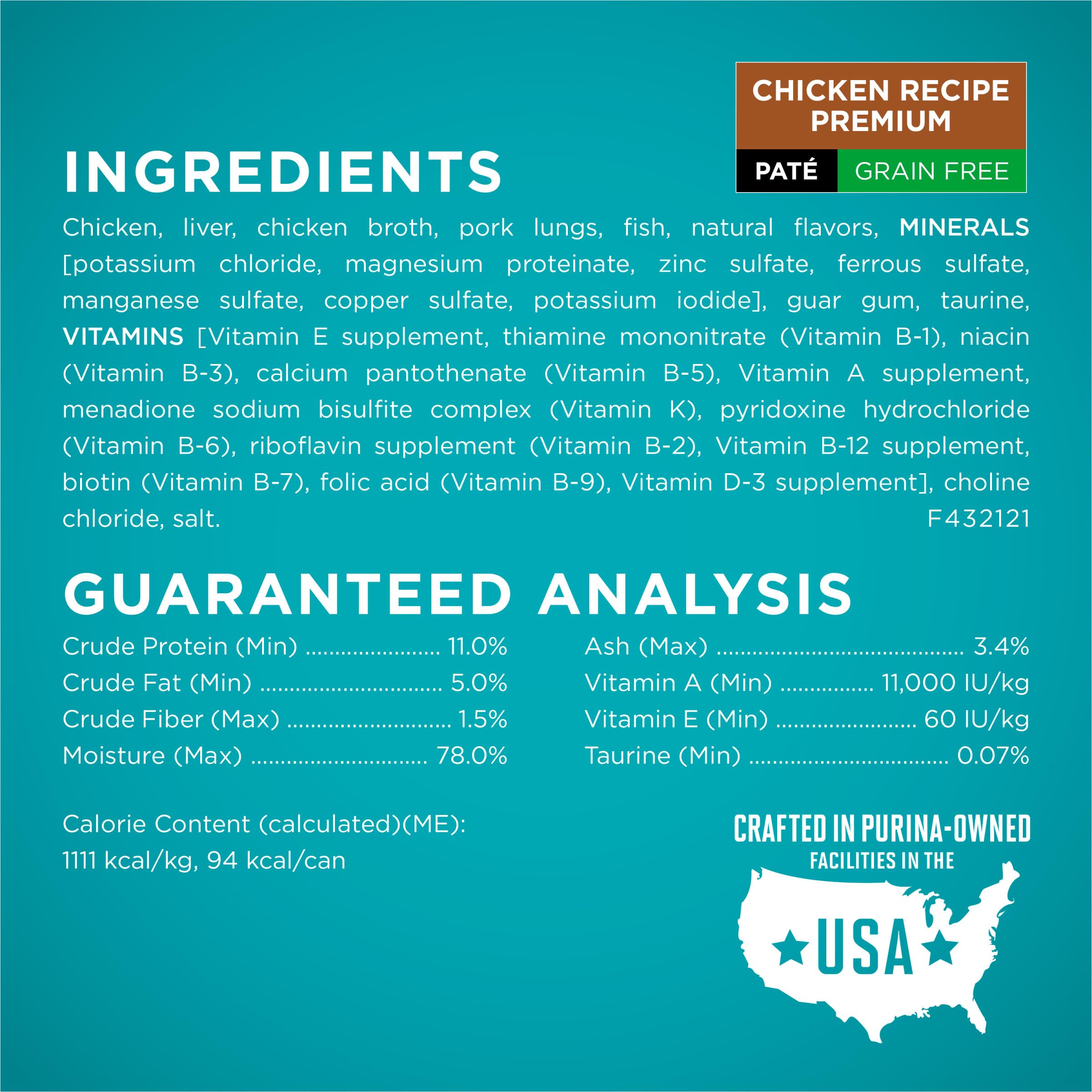 Purina ONE pâté sans grains poulet avec ouverture à pression, portion facile à servir