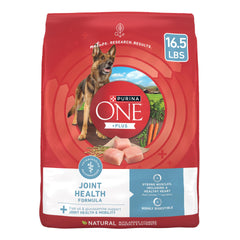 Purina ONE Plus articulations avec poulet, premier ingrédient, soutien musculaire potentiel.
