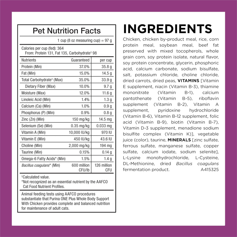 Vitamine E dans Purina ONE Plus – peau et pelage sains après chaque repas.