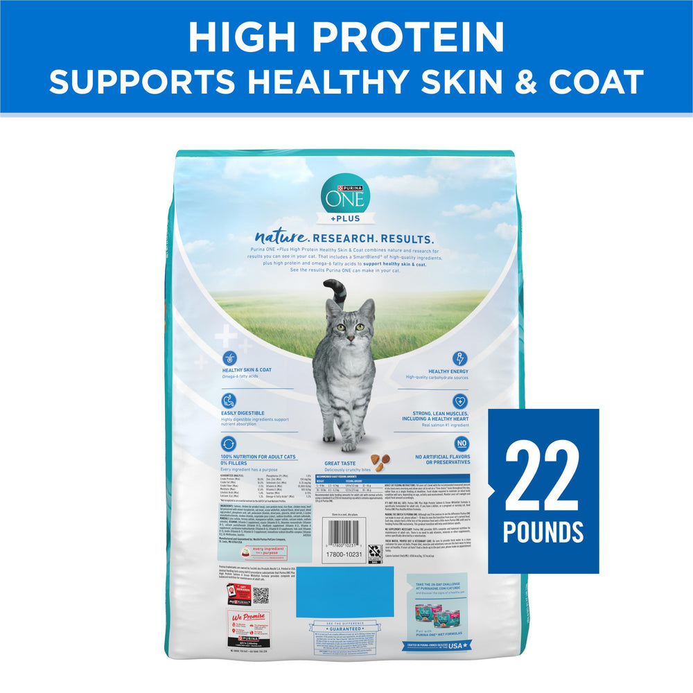 Pelage sain grâce à Purina ONE Plus Haute Protéine poisson blanc.