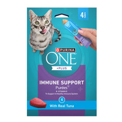 Friandise Purina ONE Plus Immunité au thon en tube pratique pour gâter votre chat.